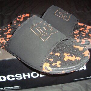 NEW DC Shoes Bolsa Slides Sandals Sz. 11 Black/Orange Skate NIB